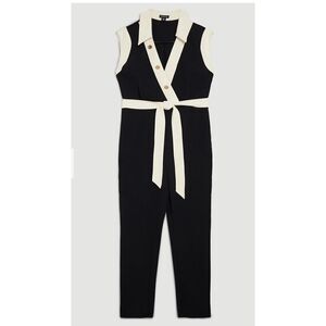 NWT Karen Millen  Twill Button Detail Woven Wrap Jumpsuit Size: 8